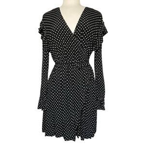 & OTHER STORIES Women’s Black and White Mini Floral Wrap Mini Dress